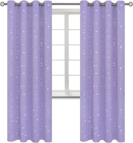 Miniatura 83 de BGment Cortinas opacas para dormitorio infantil, con aislamiento térmico, con ojales, estampado de estrellas plateadas, cortinas para oscurecer