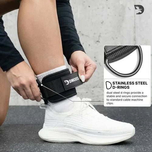 Miniatura 4 de DMoose Fitness Ankle Strap for Cable Machine - One Size Fit with Premium Padding Cuffs, Ankle Bands for Working Out, Booty Workouts, Leg Extension