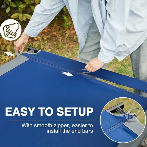 Miniatura 5 de EVER ADVANCED Catre de campamento extra ancho para adultos, catres de dormir XXL de gran tamaño, cama plegable con bolsa de transporte, 84.3 Azul