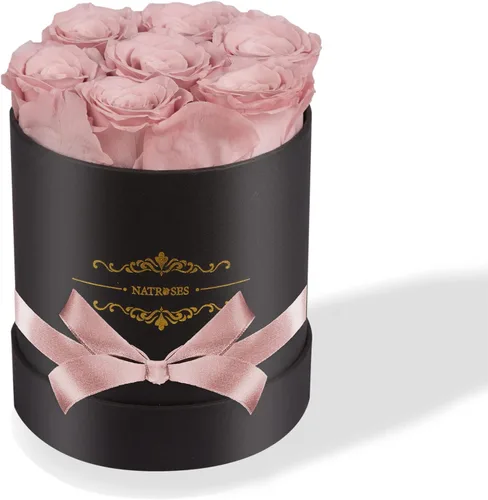 Miniatura 13 de NATROSES 7 piezas de rosas preservadas en una caja, flores preservadas para cumpleaños, regalos de flores para el Día de la Madre (negro)