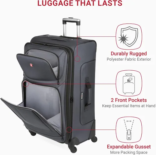 Miniatura 155 de SwissGear - Equipaje suave expandible Sion con ruedas, Negro