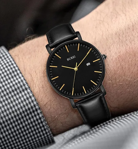 Miniatura 5 de BUREI - Reloj de pulsera analógico para hombre con fecha, extensible de malla de acero inoxidable