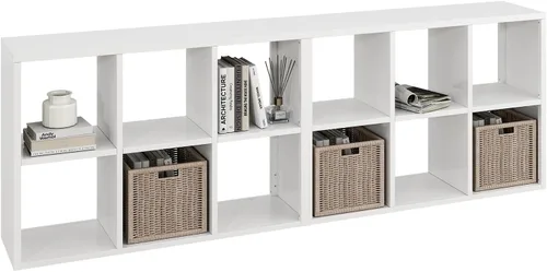 Miniatura 32 de IRONMIX Organizador de almacenamiento de 5 cubos de metal, estantería corta negra, soporte de TV para televisores de hasta 40 pulgadas, centro