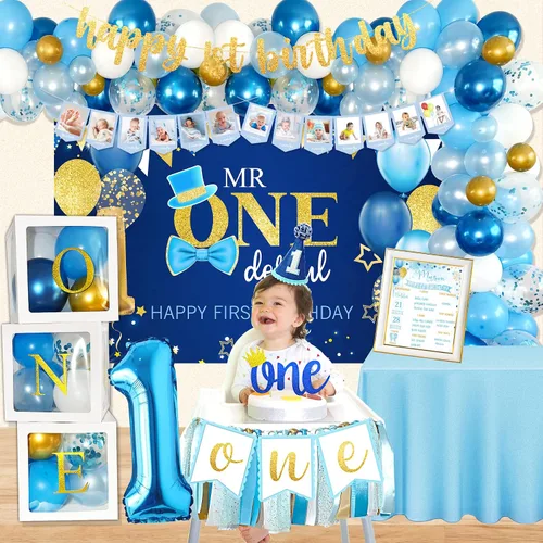 Miniatura 5 de Decoraciones de Primer Cumpleaños para Niño, Decoraciones de Primer Cumpleaños para Niño, Suministros de Fiesta de Primer Cumpleaños para Bebé