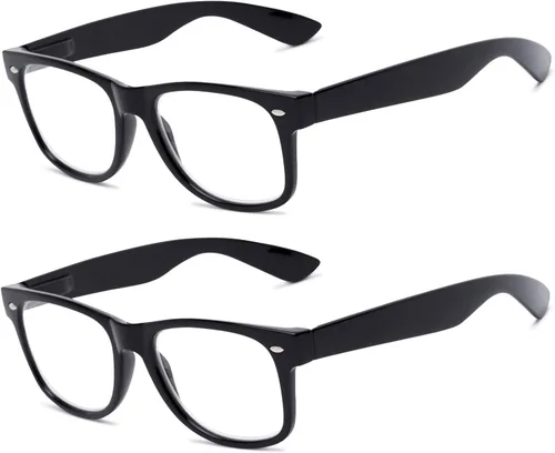 2 pares de lentes de lectura con lentes transparentes de inspiración retro vintage para hombres y mujeres