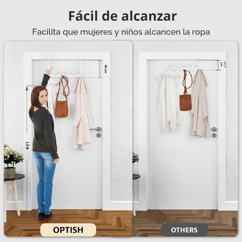 Miniatura 2 de Optish Ganchos sobre la puerta, ganchos para colgar en la puerta, toalleros sobre la puerta para baño, perchero de puerta para toallas, ganchos