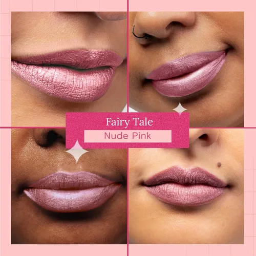 Miniatura 3 de Aromi Lápiz labial líquido mate metálico Rosa polvoriento rosado, color de labios malva rosado claro con acabado brillante, de larga duración