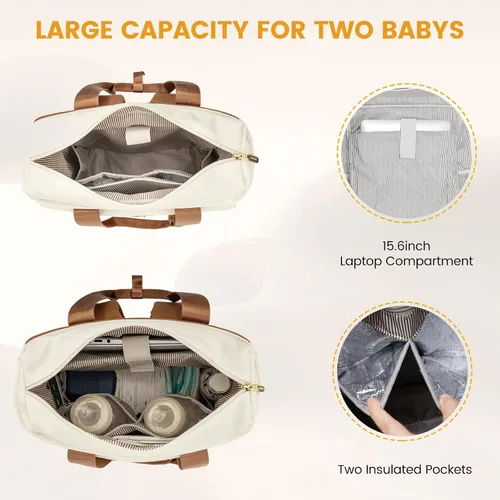 Miniatura 3 de LOVEVOOK Mochila para pañales, bolsa de pañales con bolsillos aislados, bolsa de bebé para niñas y niños con cambiador, bolsa de pañales grande