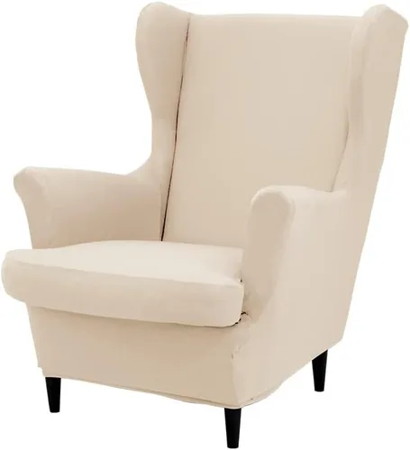 Miniatura 18 de Fundas para silla Wingback, 2 piezas, fundas elásticas para sillón de ala de color sólido con parte inferior elástica, protector de muebles