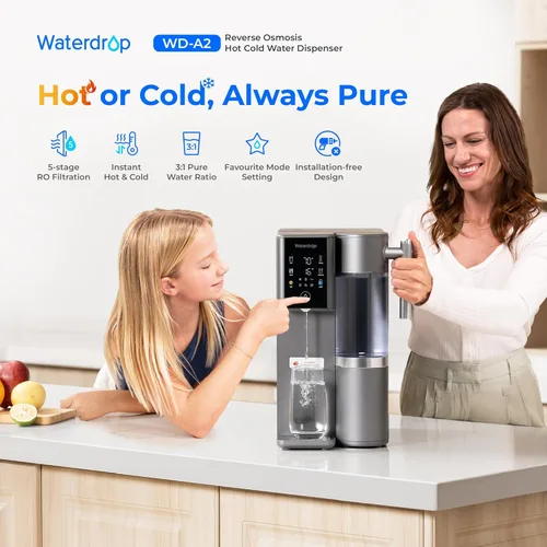 Miniatura 3 de Waterdrop Sistema de ósmosis inversa de encimera A2, sistema de ósmosis inversa fría y caliente, tanque de agua pura portátil, enfriador de agua sin