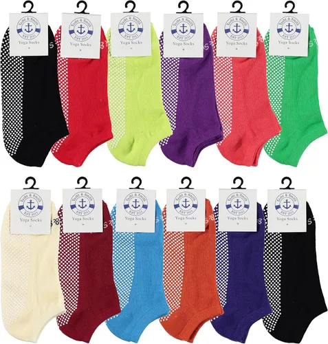 Yacht & Smith Calcetines antideslizantes para mujer con agarres, 97% algodón, para hospital, yoga, pilates, barras, calcetines de tobillo