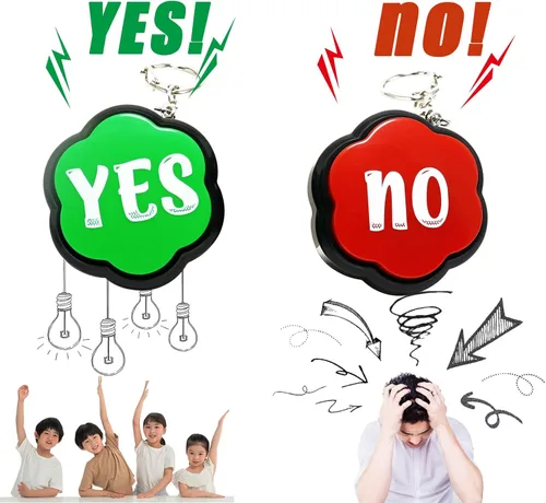 Miniatura 6 de Yes No Sound Buzzers, botones portátiles de llavero con sonido, juego de 2 zumbadores de respuesta, zumbadores para espectáculos de juegos Sí No