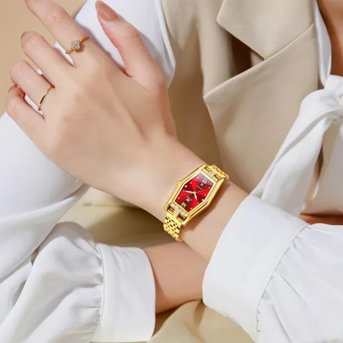 Miniatura 3 de OLEVS Reloj para mujer de acero inoxidable dorado, vestido de moda, analógico, de cuarzo, luminoso, impermeable, reloj Wrsit para mujer