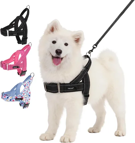 KOOLTAIL Arnés sin tirones para perro pequeño, con acolchado suave y asa, arnés de chaleco para cachorro fácil de caminar, cuello y pecho, Negro