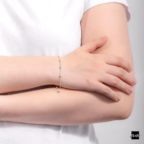 Miniatura 4 de Amberta Pulsera de plata de ley 925 de 0.126 in 0.043 in, tamaño 7,5 x 8 pulgadas