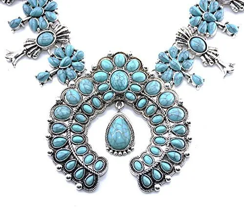 Miniatura 3 de Collar Lovage con dije de flor color turquesa para mujer