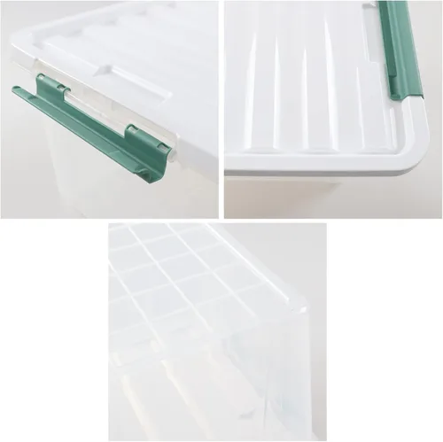 Miniatura 3 de Paquete de 6 cajas de almacenamiento de plástico de 35 L, caja de almacenamiento con tapa