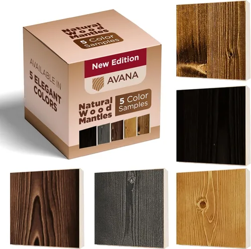 Muestras de color de madera de pino natural Avana - Encuentra tu combinación perfecta para estantes de repisa - Muestras de madera auténticas - 5