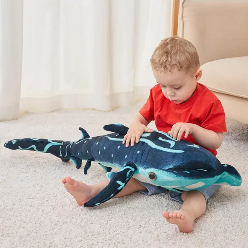 Miniatura 6 de Peluche de tiburón martillo de 40 pulgadas, juguete de peluche de tiburón gigante