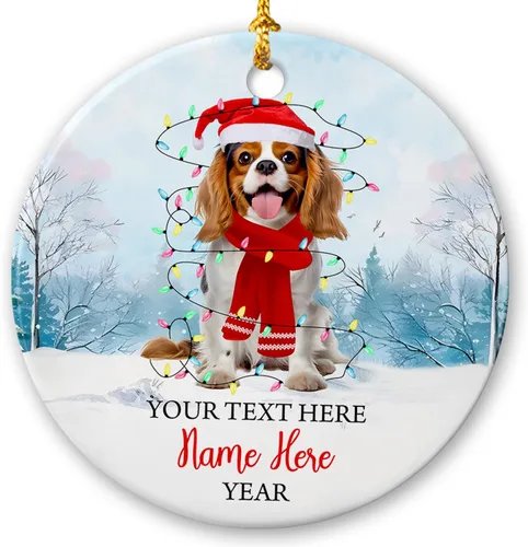 Miniatura 12 de Adorno de cerámica de Alaska Malamute de Feliz Navidad, decoración personalizada de Papá Noel, perro de Alaska Malamute nombre de perro, decoración