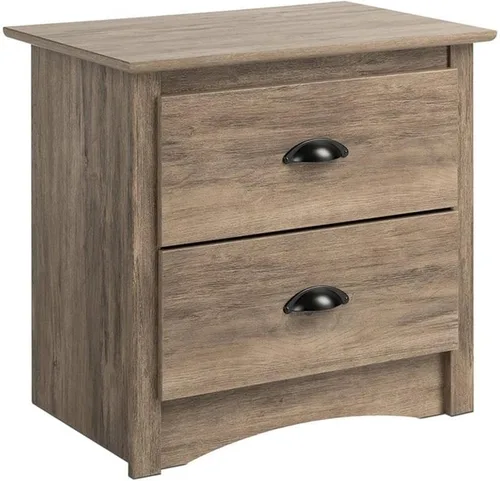 Prepac Sonoma - Mesita de noche rústica con 2 cajones, mesa auxiliar de estilo granja con 2 cajones, 41 cm de profundidad x 59 cm de ancho x 55 cm
