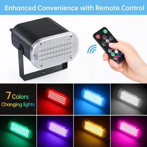 Miniatura 4 de Luditek Paquete de 3 luces estroboscópicas LED de 48 LED para Halloween, luces de fiesta de discoteca activadas por sonido multicolor con control