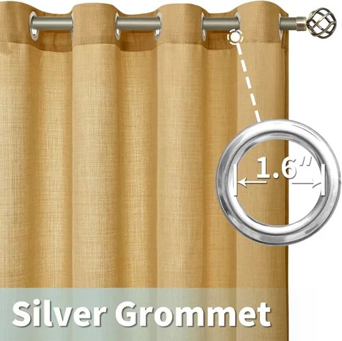 Miniatura 3 de LAMIT Cortinas de lino sintético para dormitorio, paneles filtrantes de luz, cortinas de lino con protección de privacidad con ojales para ventanas