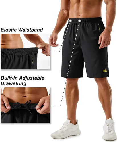 Miniatura 104 de TACVASEN Pantalones cortos deportivos para correr para hombre, 9 pulgadas, de secado rápido, pantalones cortos ligeros de verano, 3 bolsillos