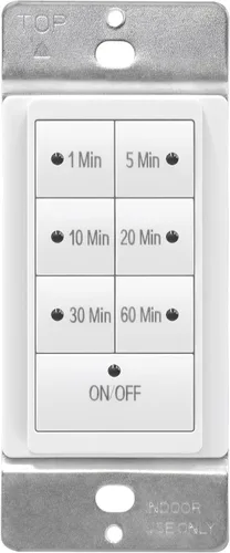 Miniatura 3 de Maxxima Interruptor temporizador de cuenta regresiva de 1875 W, 7 botones, retardo máximo de 60 minutos, 1/2 HP para extractores de baño
