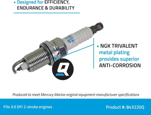 Miniatura 2 de Quicksilver 843220Q NGK IZFR6J - Bujía de iridio láser, paquete de 1