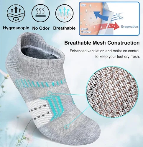 Miniatura 4 de suaskk Calcetines tobilleros acolchados para mujer, cómodos, antiampollas, 5 pares