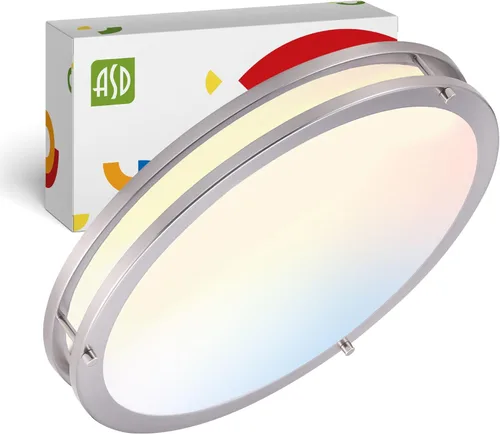 ASD Lámpara LED de techo de montaje empotrado de 18 pulgadas, interruptor de 28 W, 100-277 V, 2750 lúmenes, 3000 K/4000 K/5000 K, regulable, Níquel