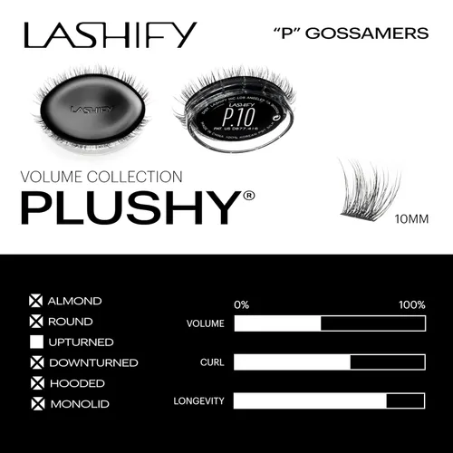 Miniatura 3 de Lashify Plushy - Pestañas postizas de 10 mm de gasa en negro, pestañas falsas fáciles de hacer DIY para un aspecto voluminoso pero aún natural