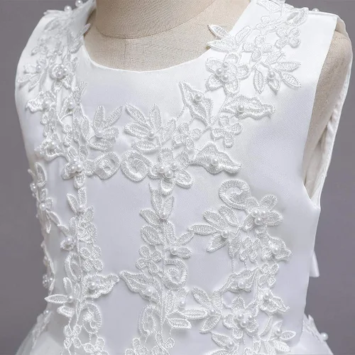 Miniatura 4 de Vestido de encaje para niña de las flores para niños, boda, dama de honor, fiesta, vestido largo formal, vestido de princesa de comunión, vestidos