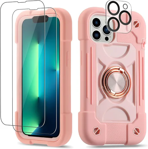 Miniatura 127 de Funda para iPhone 11 de 6.1 pulgadas con soporte de anillo, con 2 protectores de pantalla de vidrio, resistente a los golpes, resistente a