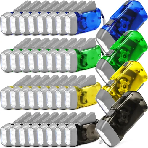 Miniatura 11 de Treela 36 Linternas de Manivela Manual Artículos a Granel para Navidad Linterna de Compresión Sin Batería Requerida Antorcha de 3 Modos de Carga azul