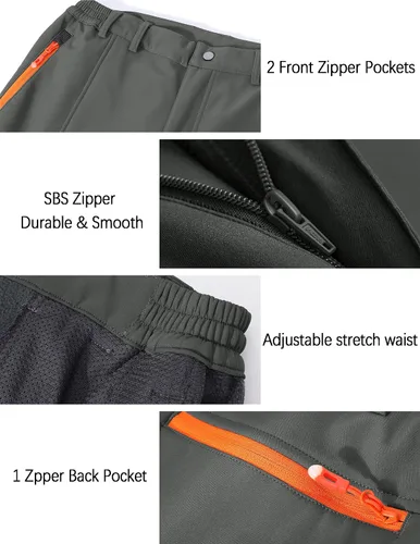 Miniatura 4 de Men's Snow Ski Waterproof Hiking Pants Fleece Lined Softshell Insulated Snowboard Outdoor Work Zipper Bottom Leg