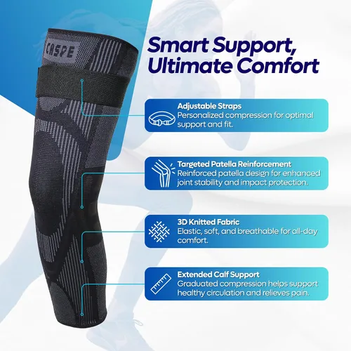 Miniatura 2 de Caspe Leg Compression Sleeve With Strap, Full Length Thigh Knee Calf Support, Knee Compression Sleeve Women & Men, Full Leg Support for Light