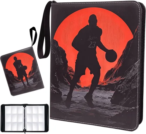Carpeta de tarjetas de baloncesto – Álbum de tarjetas de intercambio de 9 bolsillos de capacidad para 900, carpeta con 3 anillos, piel sintética