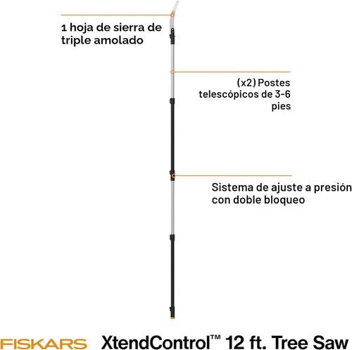 Miniatura 2 de Fiskars XtendControl - Podadora de árbol extensible de 12 pies, recortadora de ramas de sierra de poste ajustable con sierra X1 de 15 pulgadas