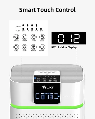 Miniatura 5 de Purificador de aire para habitación grande del hogar, purificador de aire HEPA VEWIOR para dormitorio cubre hasta 1800ft² con difusor de aceites