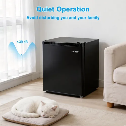 Miniatura 6 de COSTWAY 1.7 Cu.Ft Mini Fridge, Compact Refrigerator w/Chiller Compartment, Adjustable Thermostat, Reversible Single Door & Low Noise, Small