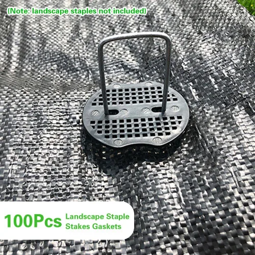 Miniatura 5 de Bakulyor 100 piezas de arandelas de plástico para grapas de jardín, juntas de estacas de grapas de paisaje, juntas de pasadores de patio para tela
