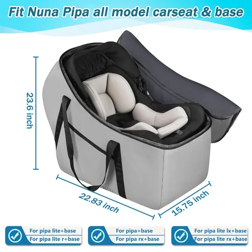 Miniatura 3 de SCTEL Bolsa de viaje para asiento de automóvil para todos los asientos y base de automóvil Nuna Pipa, cochecito de asiento de automóvil infantil