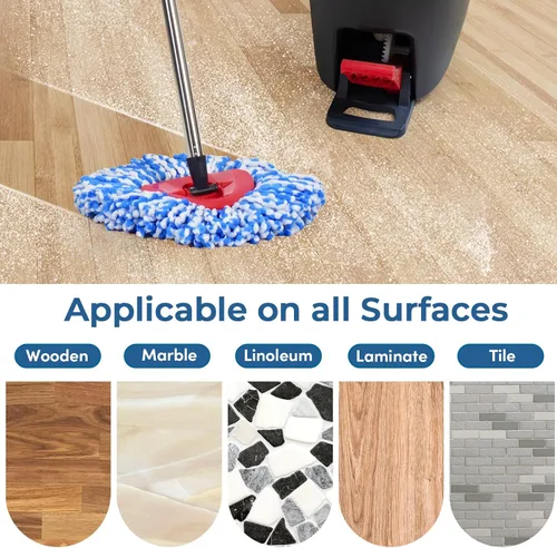 Miniatura 5 de Matthew Cleaning - Juego de 3 cabezales de repuesto de microfibra azul compatible con EasyWring Spin Mop Reemplazar la cabeza EasyWring de alta