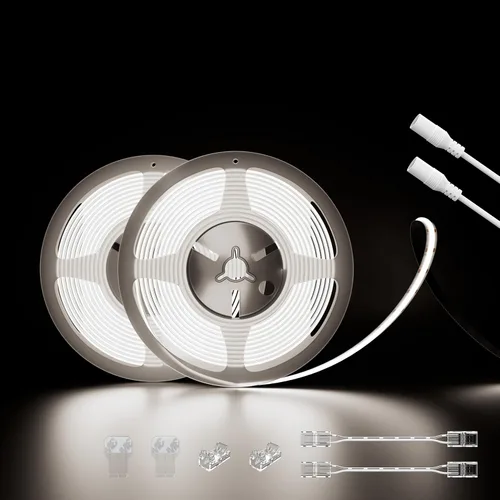 PAUTIX COB - Tira de luces LED de 48 pies súper brillante, 504 LEDs/m blanco natural 5000K CRI90+ cinta LED flexible de 24 V para gabinete, hogar,
