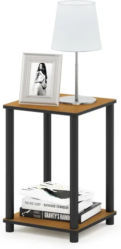 Miniatura 10 de Furinno JUST - Mesa auxiliar moderna de 3 niveles con estación de carga, mesita de noche de fácil montaje, mesita de noche con puerto USB y tipo C
