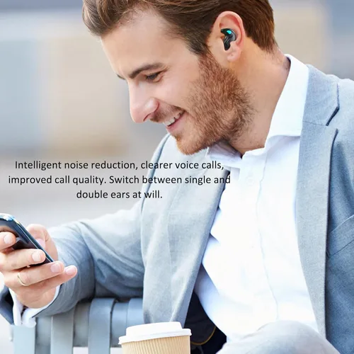 Miniatura 4 de Auriculares Bluetooth para dormir con conducción ósea, auriculares inalámbricos 5.3 con cancelación de ruido, auriculares deportivos con pantalla
