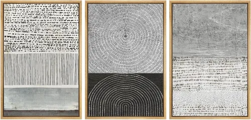 Miniatura 335 de SIGNWIN Lienzo enmarcado para pared, arte con pinceladas de flujo neutro en tonos beige abstractos, ilustraciones, arte moderno, decorativo