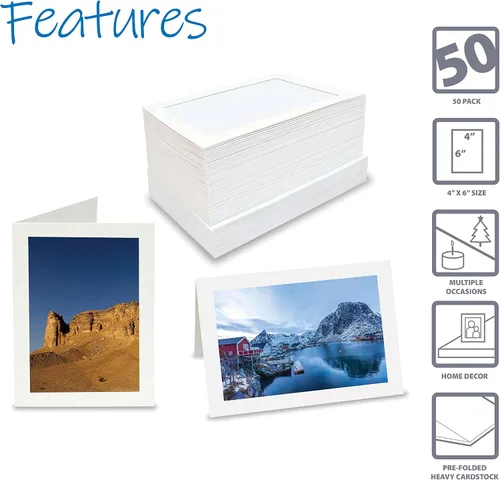 Miniatura 3 de Better Office Products Tarjetas de notas con marco de fotos para fotos de 4 x 6 pulgadas, paquete de 50 insertos de fotos con sobres